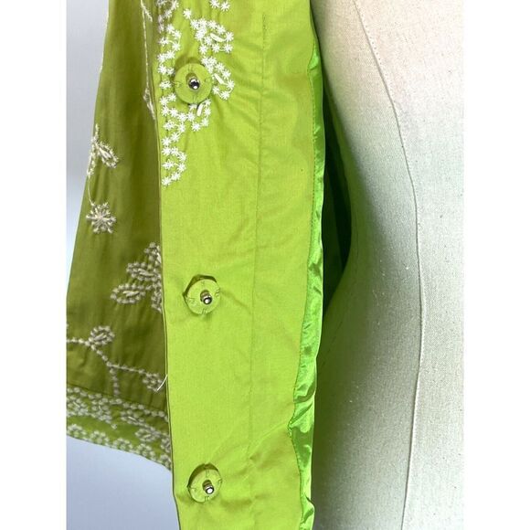 Coldwater Creek Blazer Jacket Green White Floral Embroidery Size 10 - Picture 13 of 17